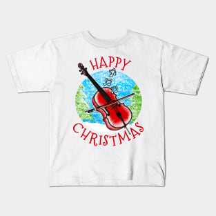 Christmas Cello Cellist String Musician Xmas 2022 Kids T-Shirt